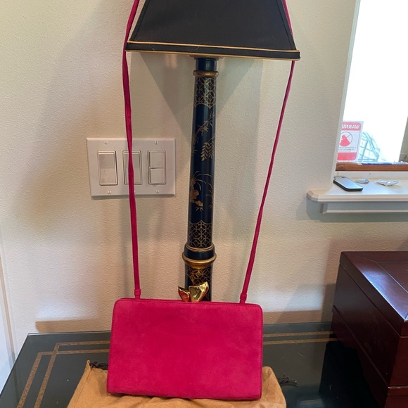 DONNA KAREN VINTAGE NWOT PINK SUEDE CROSSBODY/CLUTCH - Picture 3 of 13